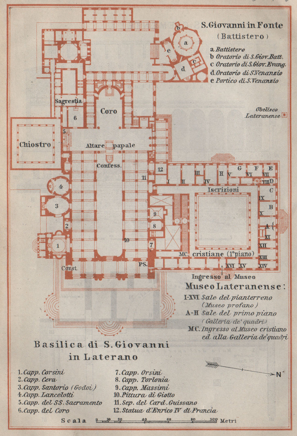 Archbasilica St.John Lateran Arcibasilica Papale San Giovanni Laterano 1909 map