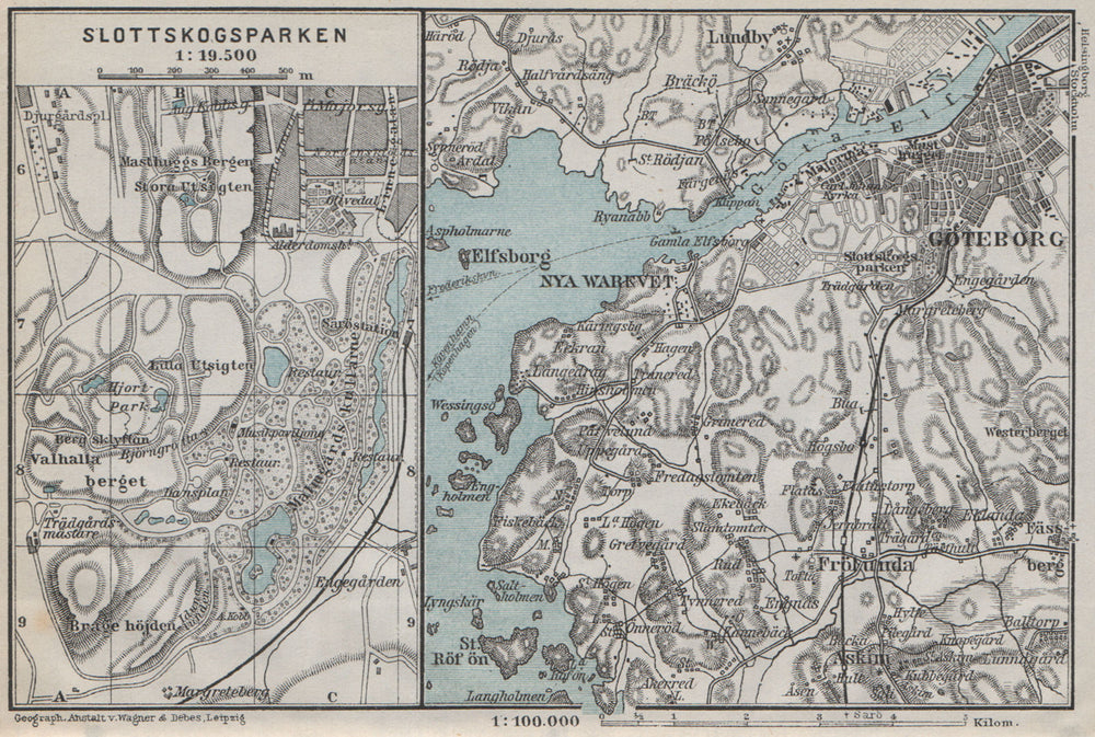 GOTA ESTUARY. Göta älv. Gothenburg Göteborg environs. Sweden karta 1909 map