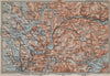 BERGEN-VOSSVANGEN.Sørfjorden. Topo-map. Norway kart. BAEDEKER 1912 old