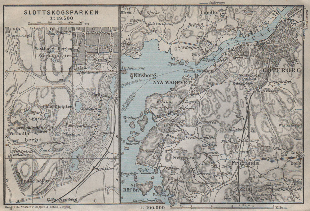 GOTA ESTUARY. Göta älv. Gothenburg Göteborg environs. Sweden karta 1912 map