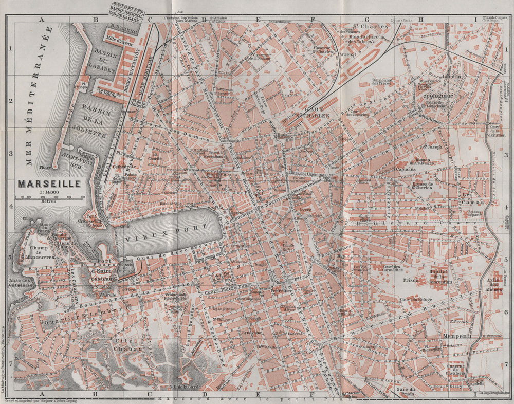 MARSEILLES MARSEILLE town city plan de la ville. Bouches-du-Rhône 1907 old map