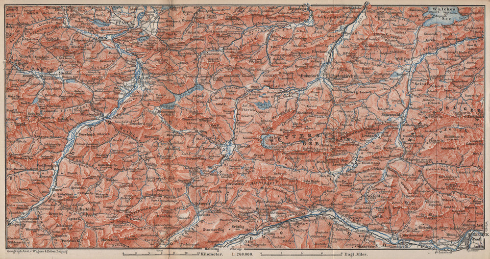 NORTHERN LIMESTONE ALPS. Wetterstein Karwendel Lechtal Ammergau Alpen 1895 map