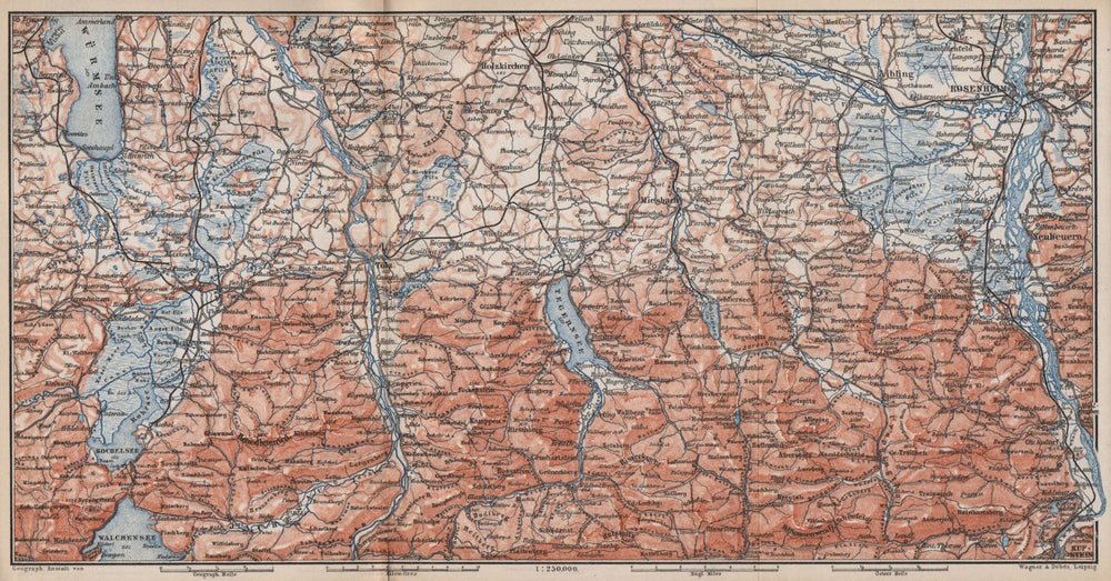 BAYERISCHE ALPEN. Bavarian Alps. Lenggries Spitzingsee Bayrischzell 1895 map