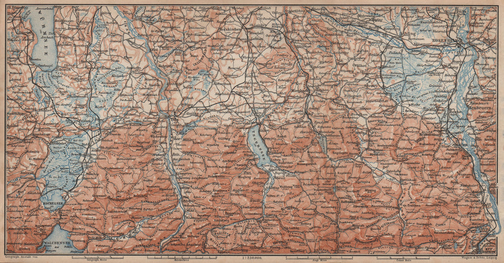 BAYERISCHE ALPEN. Bavarian Alps. Lenggries Spitzingsee Bayrischzell 1902 map