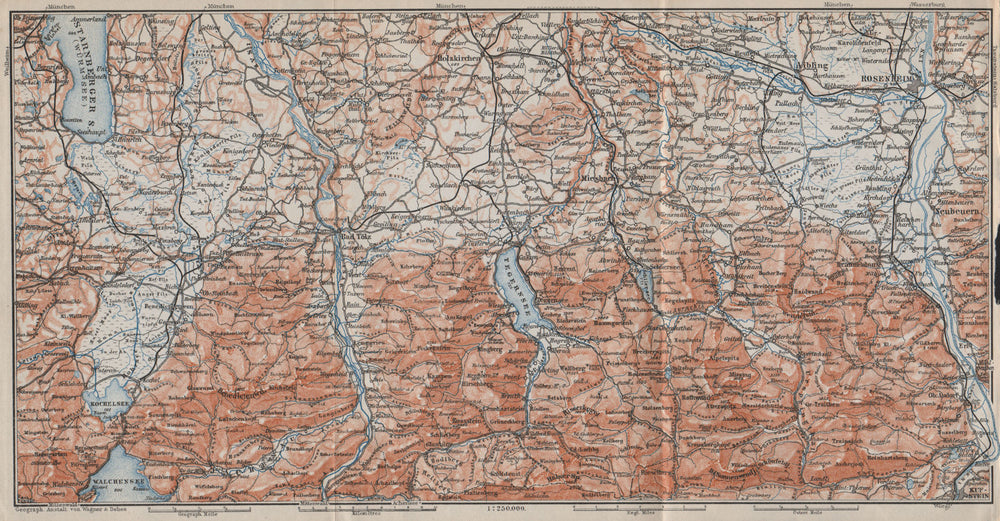 BAYERISCHE ALPEN. Bavarian Alps. Lenggries Spitzingsee Bayrischzell 1910 map