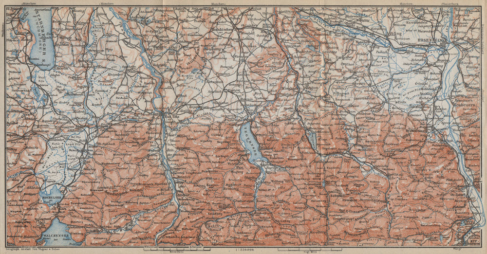 BAYERISCHE ALPEN. Bavarian Alps. Lenggries Spitzingsee Bayrischzell 1914 map