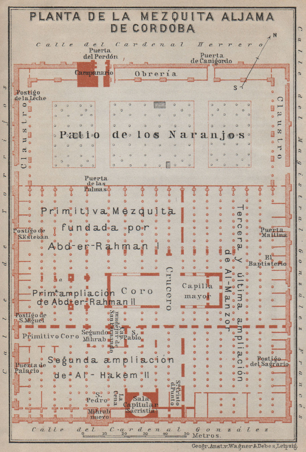 MOSQUE OF CORDOVA. MEZQUITA DE CORDOBA Floor plan. Córdoba Spain España 1913 map
