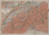 Map of Switzerland Suisse Schweiz. Northern Italy railways carte karte 1909