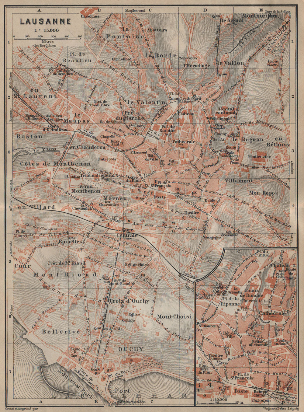 LAUSANNE. town city stadtplan. Switzerland Suisse Schweiz carte karte 1920 map