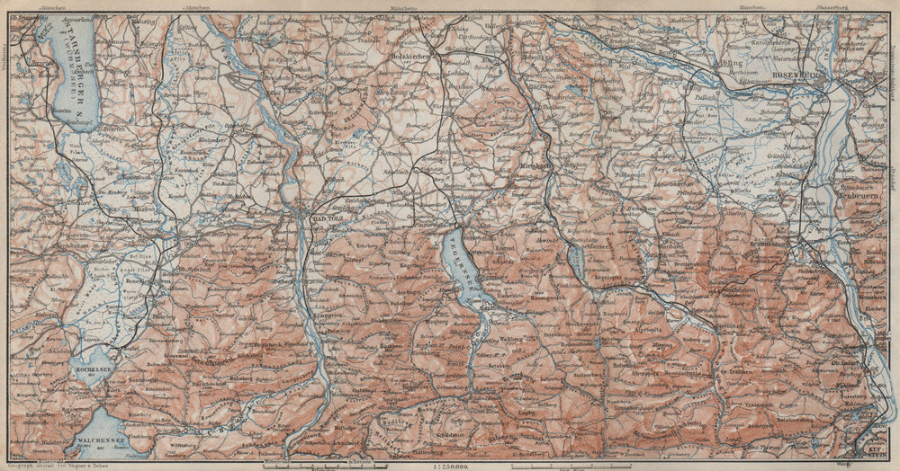 BAYERISCHE ALPEN. Bavarian Alps. Lenggries Spitzingsee Bayrischzell 1927 map