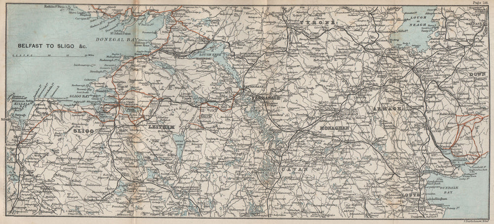 IRELAND CENTRAL Tyrone Leitrim Sligo Cavan Monaghan Armagh Louth Down 1887 map