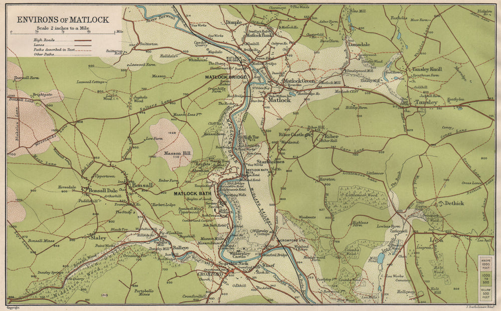 MATLOCK ENVIRONS. Cromford Matlock Bath Starkholmes. Peak District 1903 map