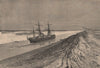 Suez Canal at the Serapeum. Egypt 1885 old antique vintage print picture