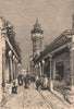 Tunis, street in the Sûk/souk district. Tunisia 1885 old antique print picture
