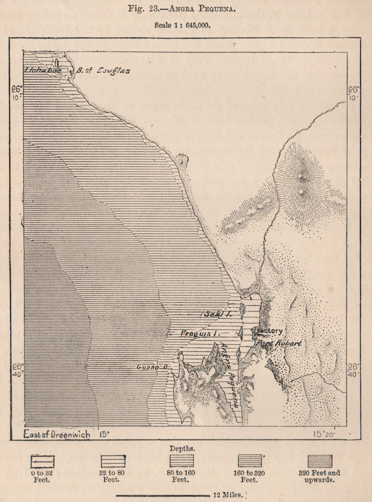 Lüderitz (Angra Pequena) . Namibia. Damara and Namaqua Lands 1885 old map