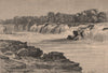 Ngonye or Sioma Falls, on the Zambezi. Zambia 1885 old antique print picture