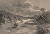 Village of Saipan, Mariana Islands. Pacific Ocean. Micronesia 1885 old print