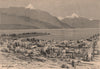 Queenstown and Lake Wakatipu. New Zealand 1885 old antique print picture