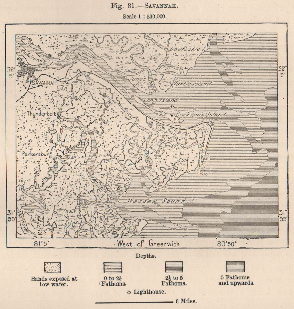 Savannah. Georgia 1885 old antique vintage map plan chart –  Antiquemapsandprints.com, image size:952x1000