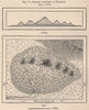 El Jorullo, according to Humboldt. Mexico 1885 antique map plan chart