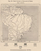 Chief colonies of Immigrants in Brazil 1885 old antique vintage map plan chart
