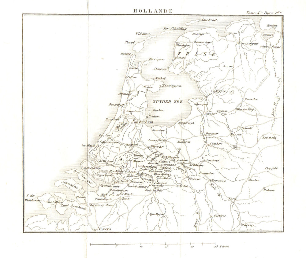 Holland. Netherlands 1817 old antique vintage map plan chart