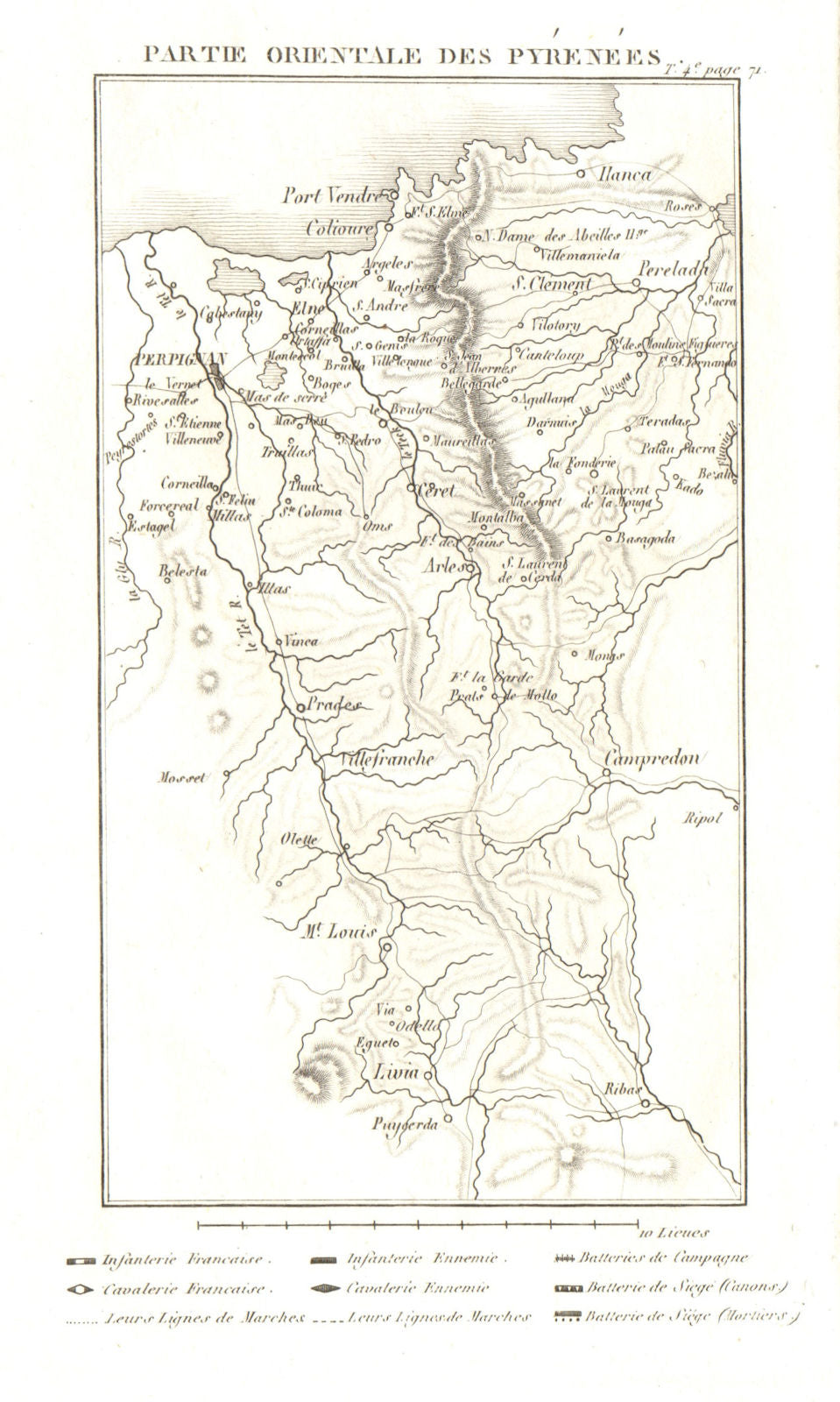 Pyrénées-Orientales. Perpignan Port-Vendres Collioure Côte Vermeille 1817 map