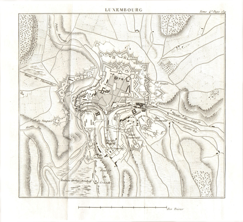 Citadel of Luxembourg 1817 old antique vintage map plan chart