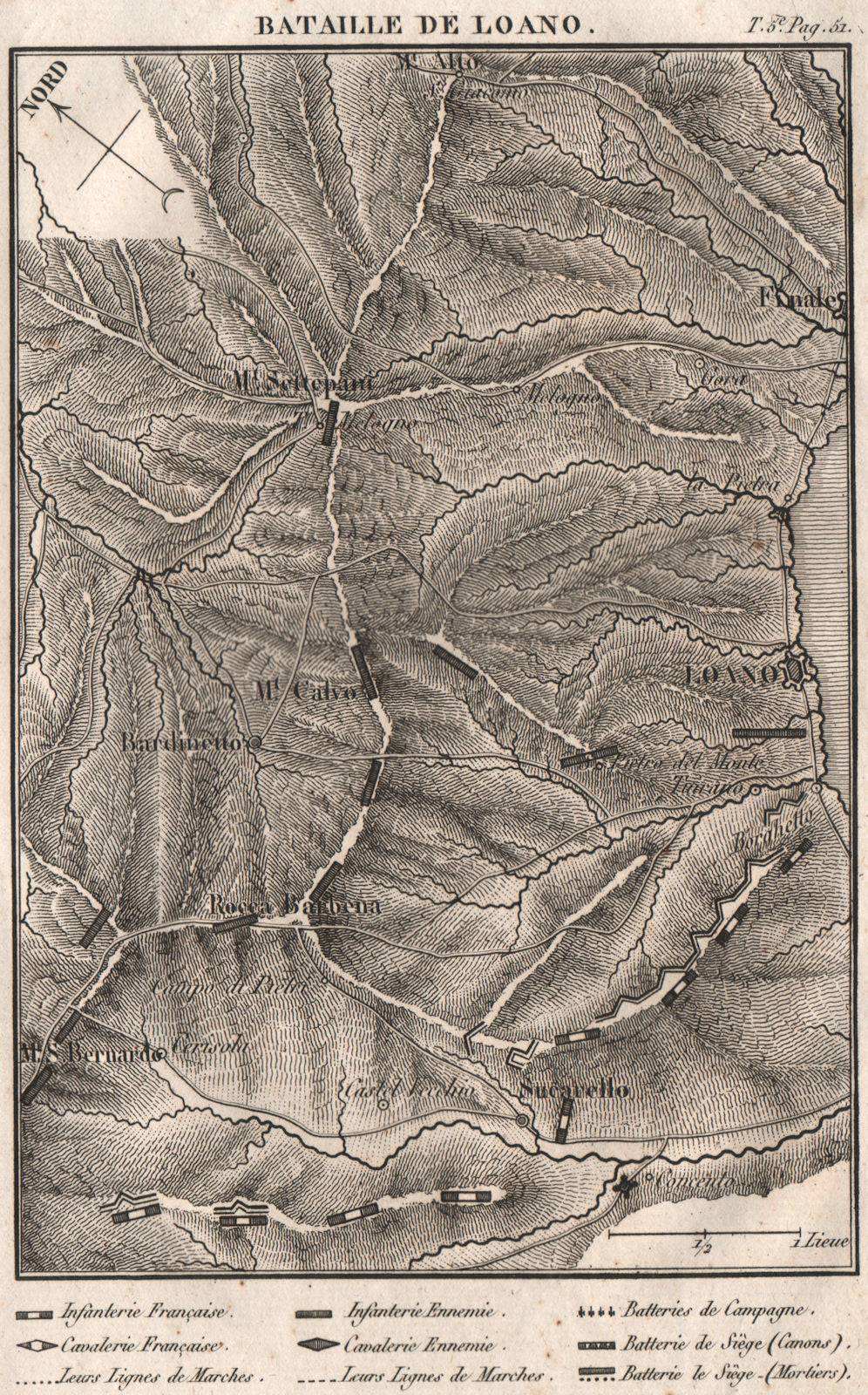 Battle of Loano 1795. War of the First Coalition. Italy 1817 old antique map