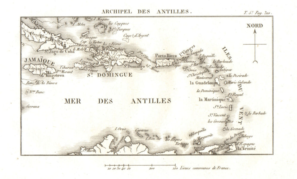 Archipel des Antilles'. West Indies Caribbean Iles du Vent 1817 old map