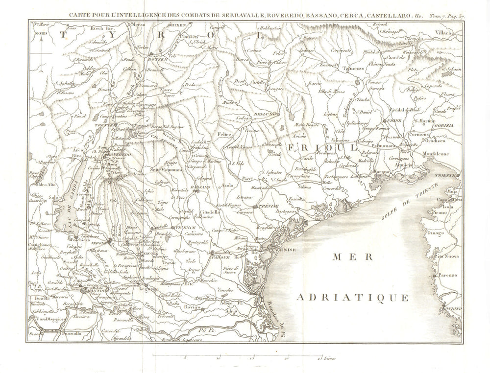 1ST COALITION WAR. Battles Serravalle Roveredo Bassano Cerca Castellaro 1818 map