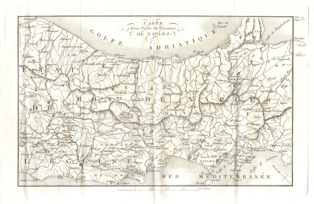 CENTRAL ITALY. 'Partie du Royaume de Naples'. Kingdom of Naples 1818 old map