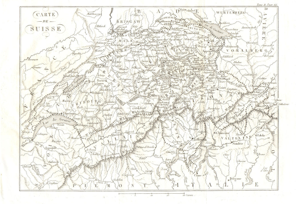 Map of SWITZERLAND during the French Revolutionary Wars 1819 old antique