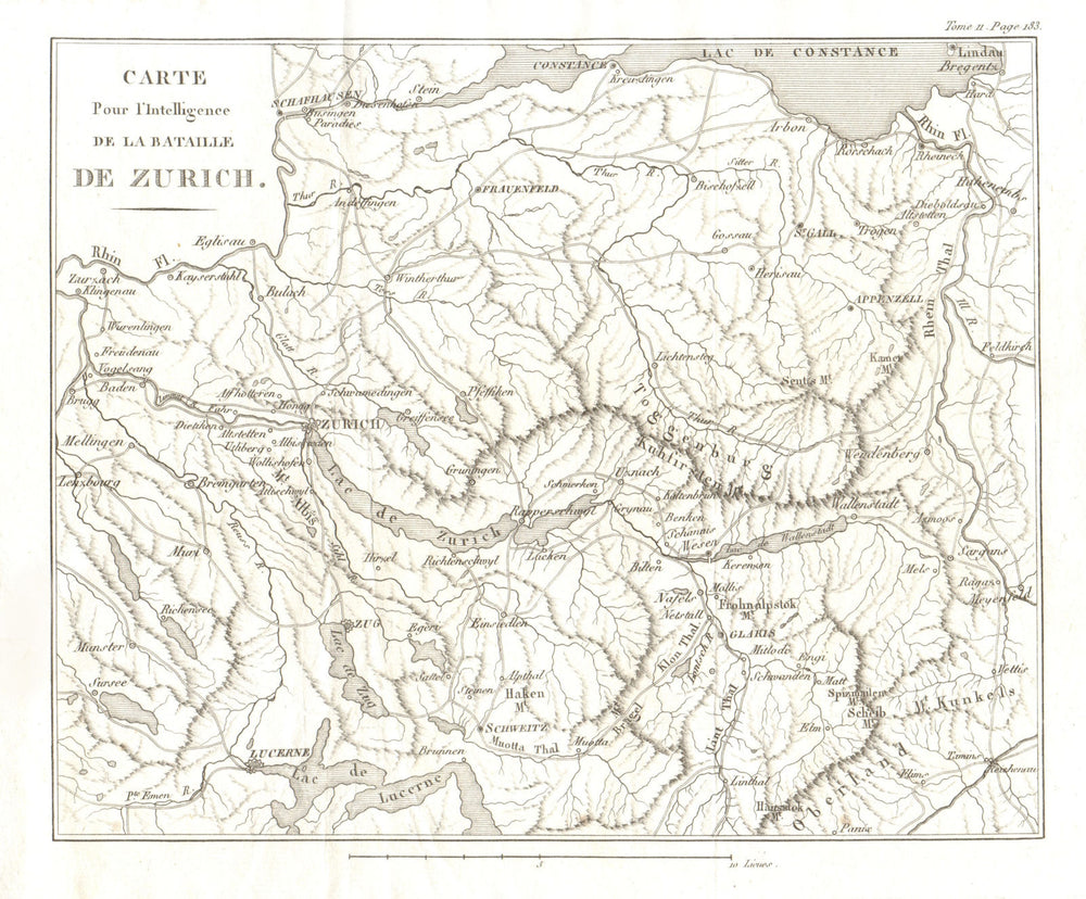 CENTRAL SWITZERLAND. Zurich Thurgau St Gallen Glarus Schwyz Zug 1819 old map