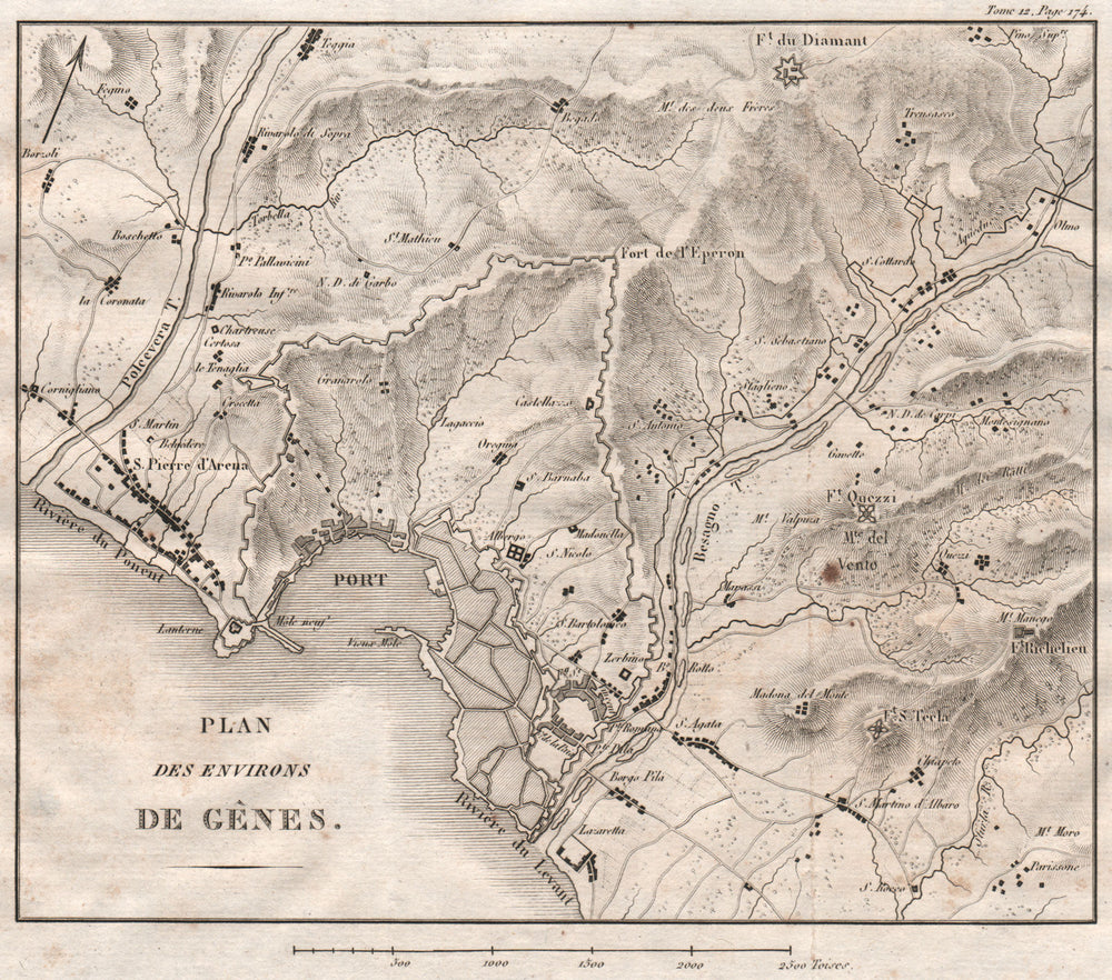 City plan of GENOA & environs. GENOVA Gênes. Italy 1819 old antique map chart