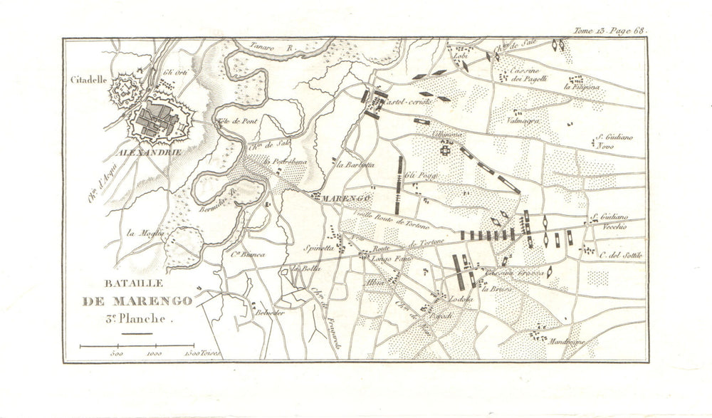 Battle of Marengo 1800. Plate 3. Alessandria. Italy 1819 old antique map chart