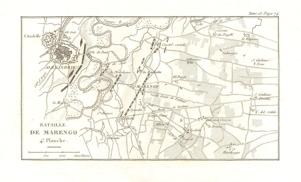 Battle of Marengo 1800. Plate 4. Alessandria. Italy 1819 old antique map chart