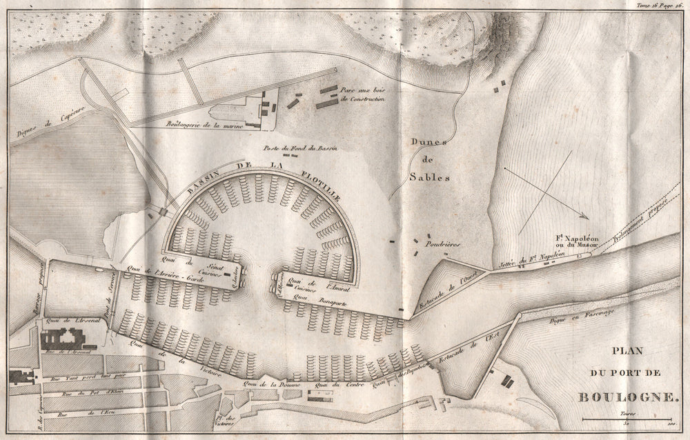 Port/ Flotille de BOULOGNE. Napoleon's fleet for planned invasion of UK 1819 map