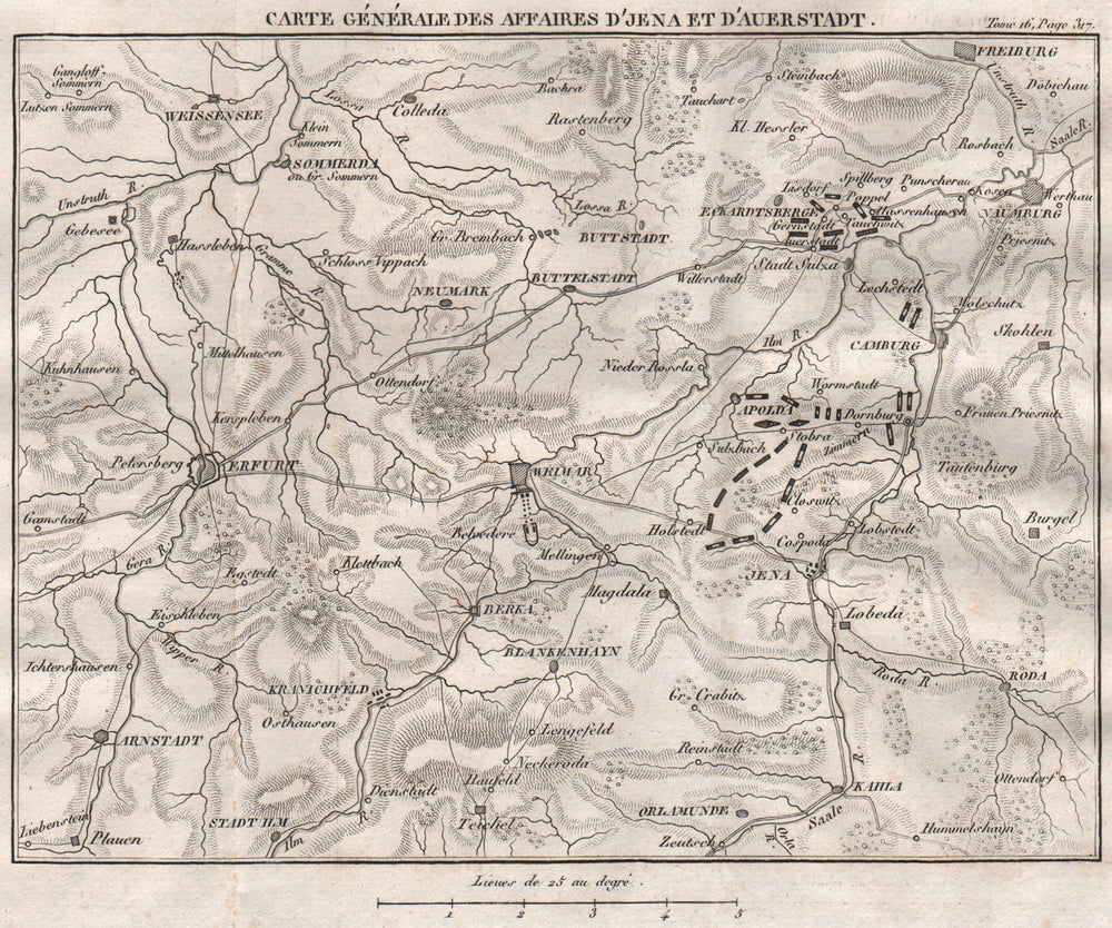 Battle of Jena–Auerstedt 1806. War of the Fourth Coalition. Thuringia 1819 map