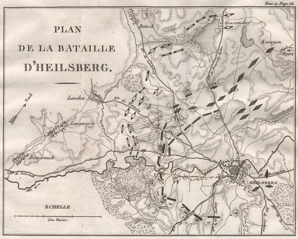 Battle Of Heilsberg 1807. War of the Fourth Coalition. Poland 1820 old map