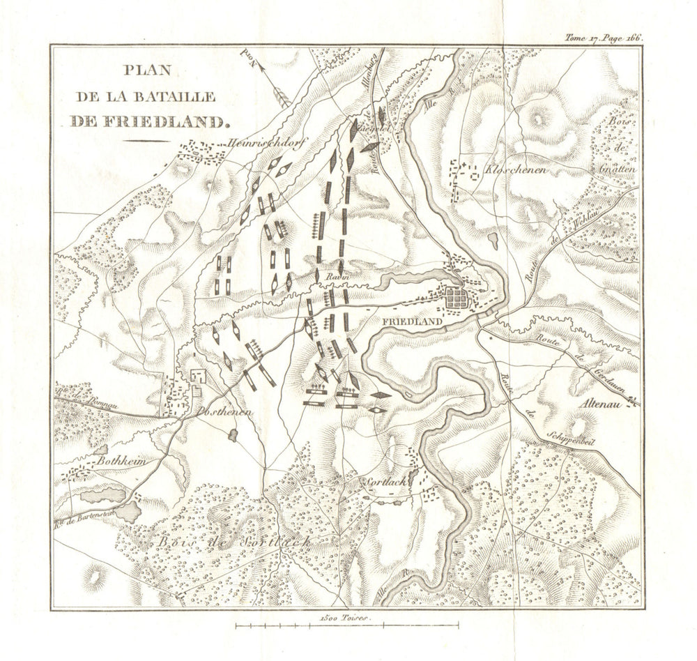 Battle of Friedland/Pravdinsk 1807. East Prussia. Fourth Coalition War 1820 map