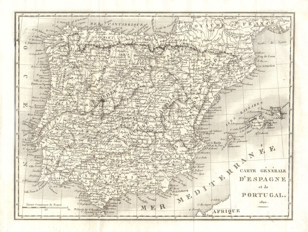 IBERIA. Spain and Portugal in 1820 1820 old antique vintage map plan chart