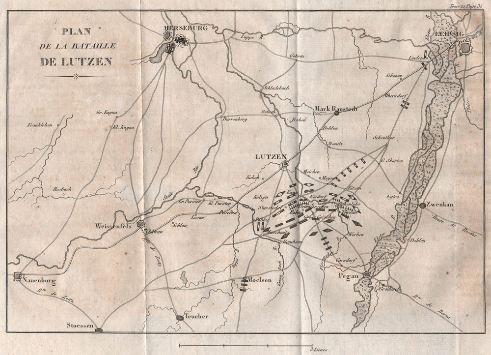 BATTLE OF LUTZEN 1813. Leipzig Merseburg. Schlacht von Großgörschen 1820 map
