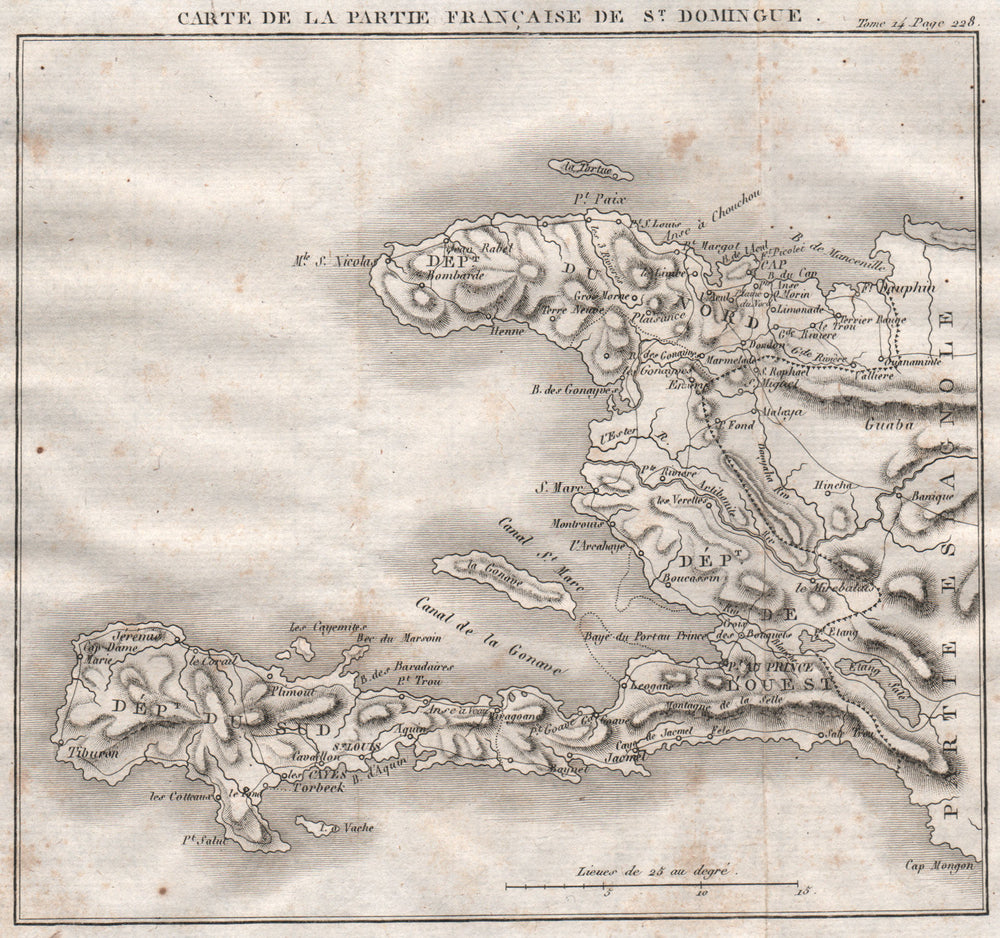 HAITIAN REVOLUTION. 'Partie Française de St. Domingue'. Hispaniola 1821 map