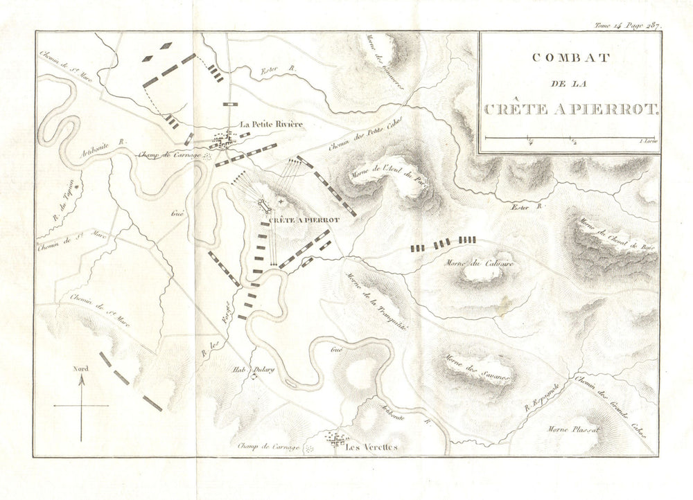 HAITIAN REVOLUTION. Battle of Crête-à-Pierrot 1802. Saint-Domingue 1821 map