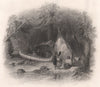 CANADA. Wigwam (Tipi/Teepee) in the Forest. BARTLETT 1842 old antique print