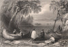 CANADA. Canoe building at Papper's Island (Ottawa River). BARTLETT 1842 print
