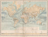 WORLD. Physical map chief natural divisions of land & ocean currents 1886