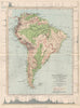 SOUTH AMERICA. Map Mountain Chains & river systems of 1886 old antique