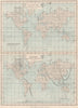 WORLD.Cotidal lines;curves of equal Magnetic variation(Admiralty chart) 1886 map